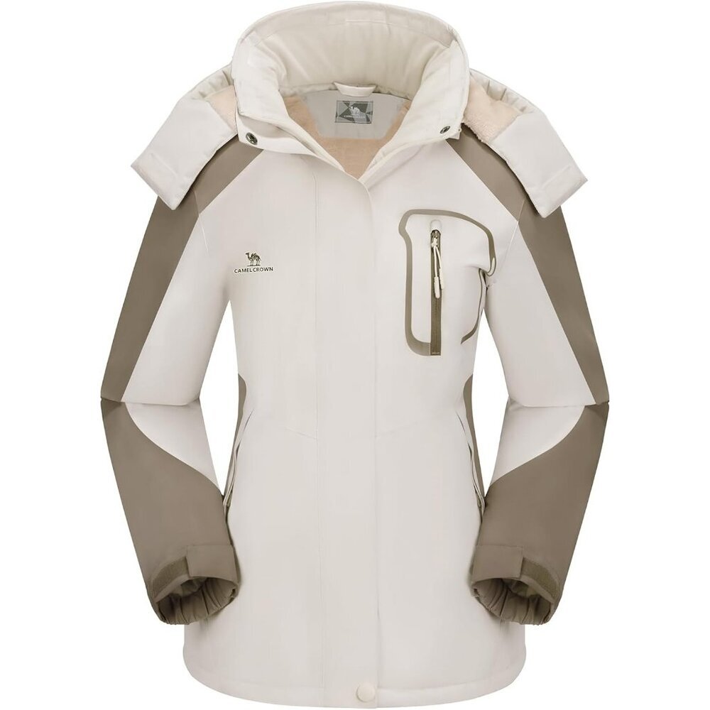 Women's Snowboarding Ski Snow Jacket Coat M-Beige Warm Mountain Waterproof